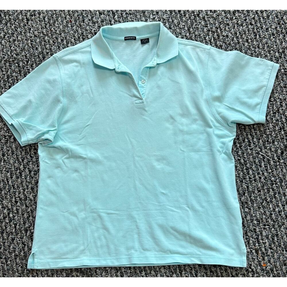 Ashworth Golf Men's Polo Shirt Large NWOT Lt Teal Golf Attire Club House Preppy